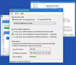 Outlook-Android Sync Screenshot
